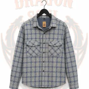 Grey & Blue Check Shirt Jacket