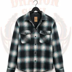 Blue, Grey & White Check Shirt Jacket